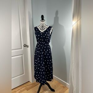 Navy casual polka dot neck